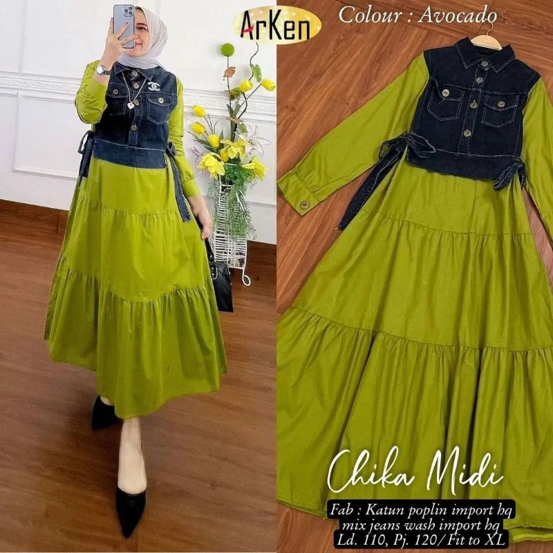 Chika Midi Dress Mix Jeans Premium