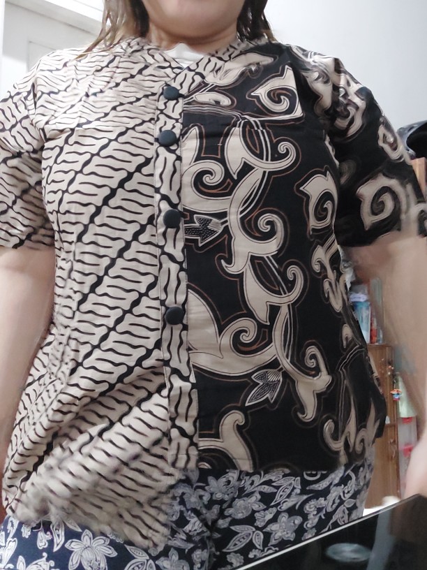 Blouse Batik Wanita Putri Kembar Modern Coklat / Atasan Batik Wanita / S M L Xl 2l 3l 4l 5l