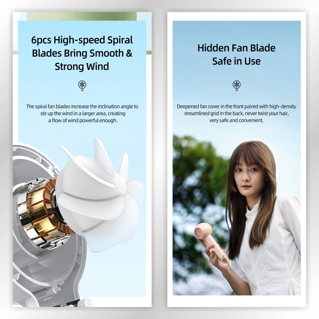 USAMS ZB251 Kipas Angin Portable Handheld Rechargeable Mini Fan