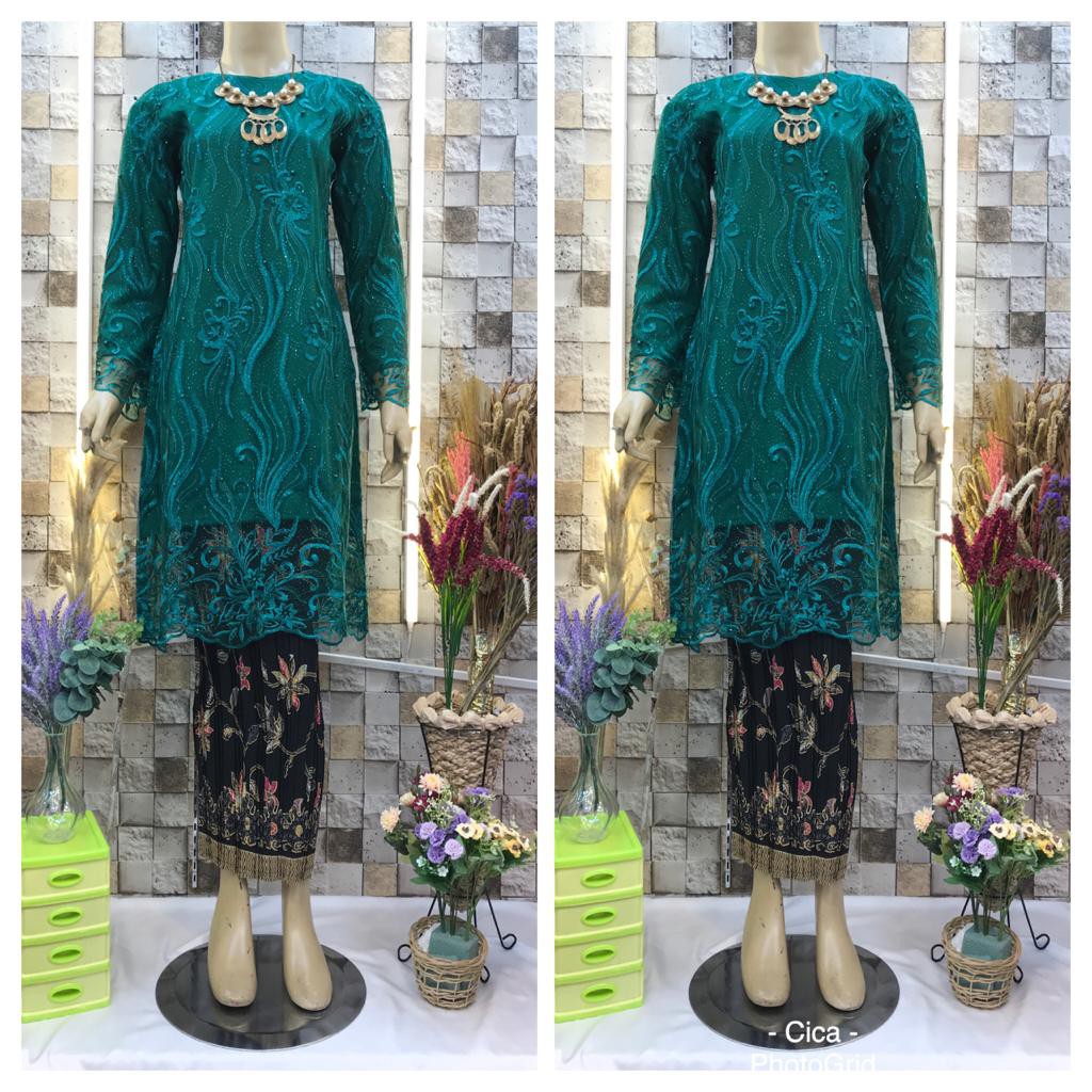 ADE&gt; KEBAYA KURUNG NOVA - KEBAYA TUNIK TULLE MUTIARA - KEBAYA MODERN - BAJU KEBAYA WISUDA MODERN