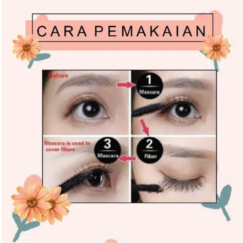DNM Black 4D Silk Fiber Mascara Pemanjang Bulu Mata Waterproof