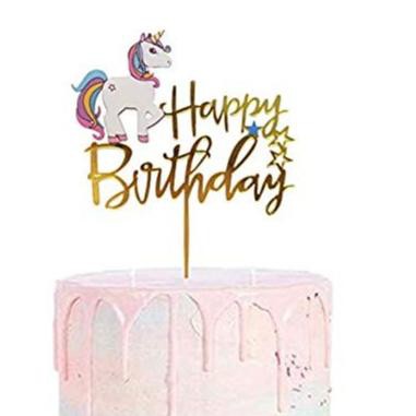 Diskon (lzb-770) Topper Unicorn Happy Birthday - Topper Acrylic Unicorn Happy Birthday topper acry