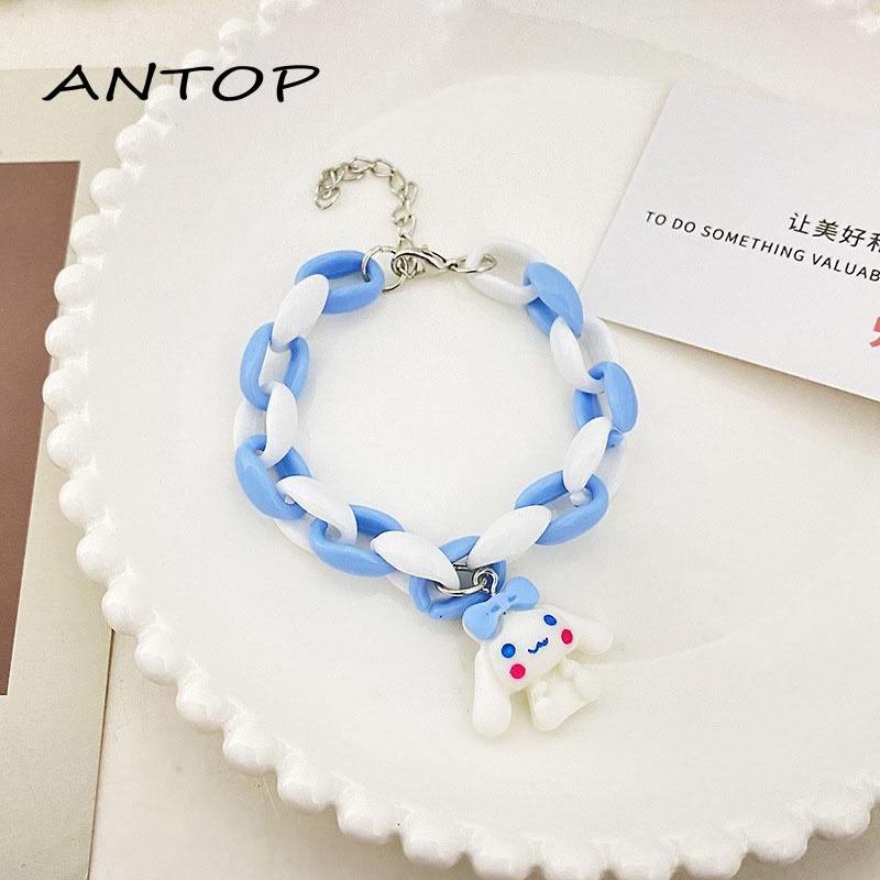 Gelang Desain Kartun Anjing Telinga Besar Warna Pink Biru Untuk Pasangan