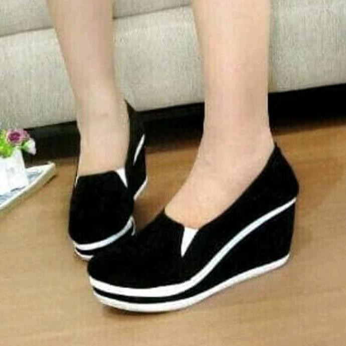 ~ SALE SEPATU WANITA~ SEPATU WEDGES SLOP LJ01 HITAM - HITAM, 37 SALE