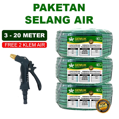 SELANG AIR BENANG POLYSTER 20 METER / SELANG PAKETAN 3 METER / SELANG AIR ANTI LUMUT / SELANG GEMUK