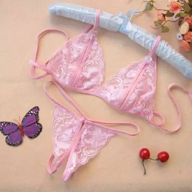 Medan Termurah KD001 ( 2in1 Bra + CD ) Set Honeymoon lingerie Bra + G-String Lace