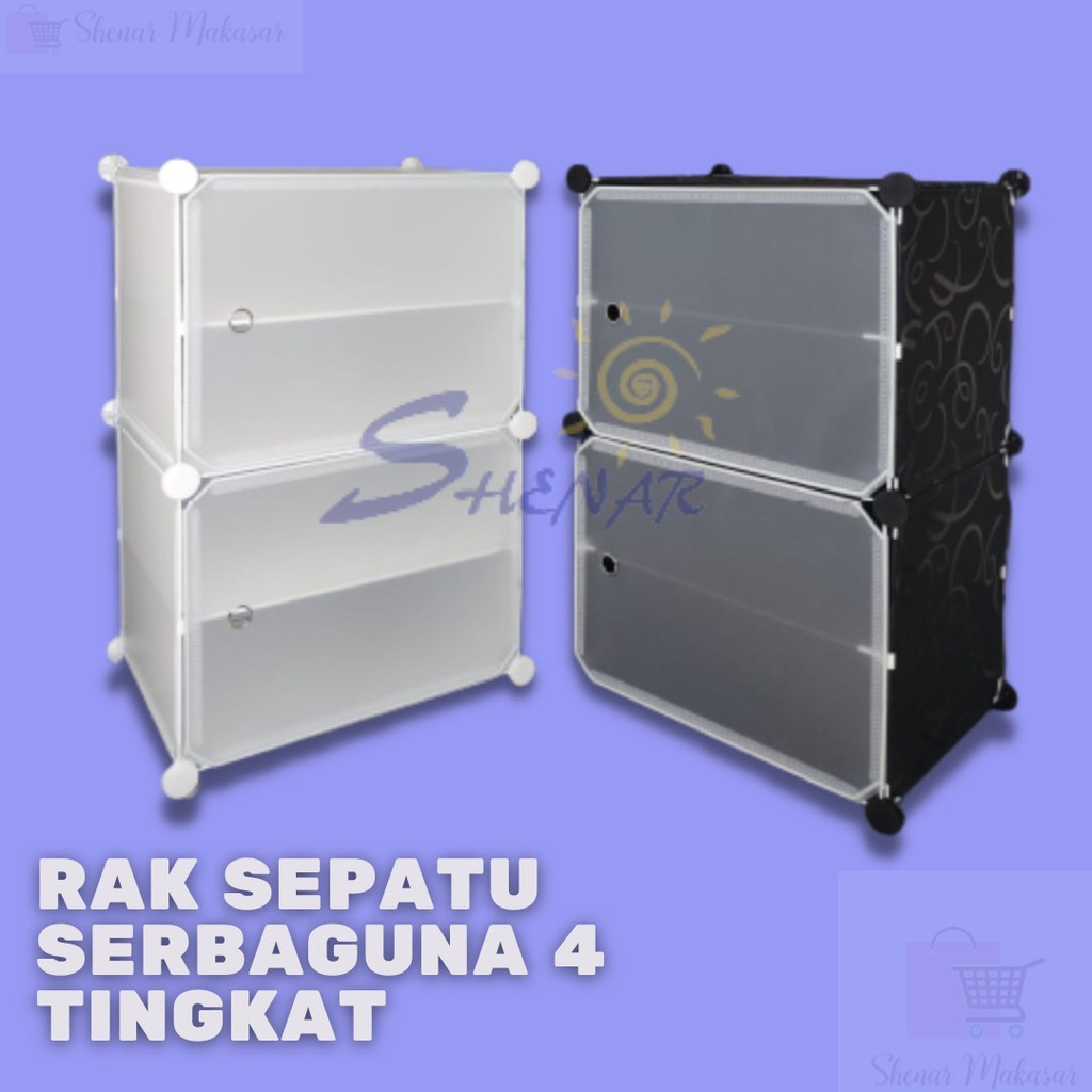 [FS] - Rak Sepatu Portable 4 Tingkat / Rak Sepatu Anti Debu / Rak Sepatu Plastik