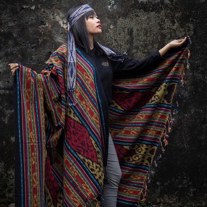 Bw5 Kain Tenun Blangket Ethnic Tebal Motif Kalimantan Merah