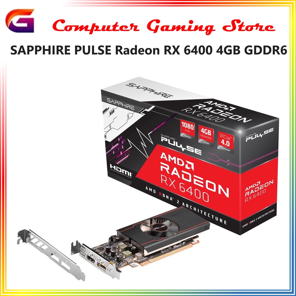 SAPPHIRE PULSE Radeon RX 6400 4GB GDDR6 PCI Express 4.0 Low Profile Video Card