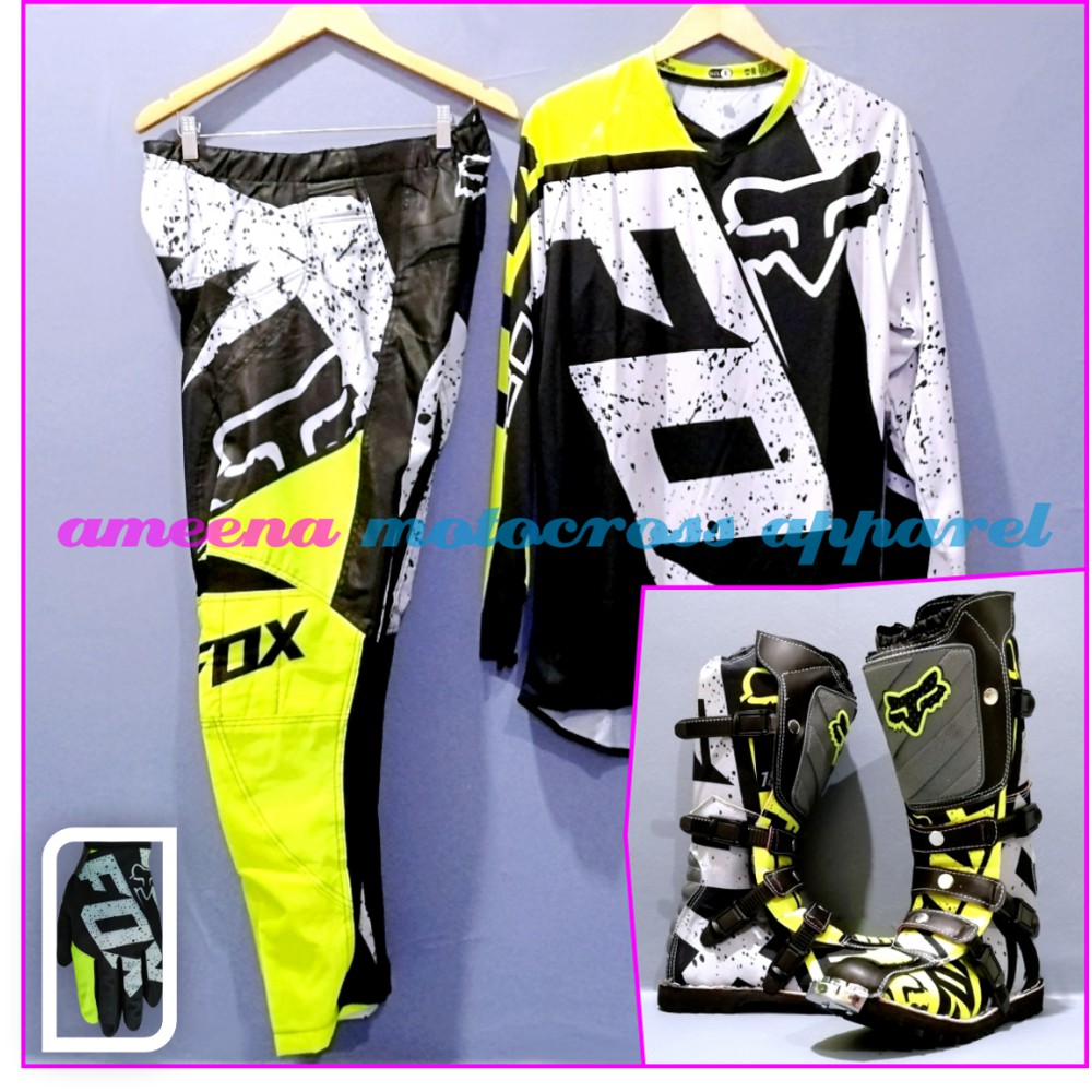 Jerseyset Cross, Sepatu Trail &amp; Sarung Tangan Motocross Fullset - JSG001A