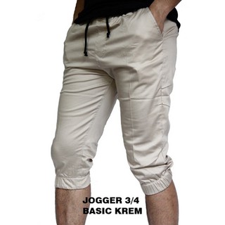 Celana pendek Jogger 3 4  krem celana  surf polos cowok 