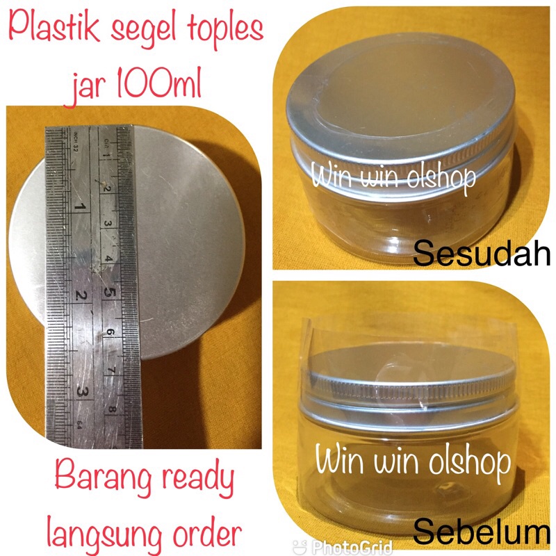 PLASTIK SEGEL TOPLES/JAR/WADAH 100ML/SEGEL PLASTIK TOPLES 100ML