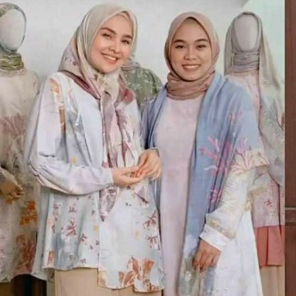 READY STOCK Pandora Top Ria Miranda Utopia Riamiranda Blouse Baju Cloud Blue Mauve