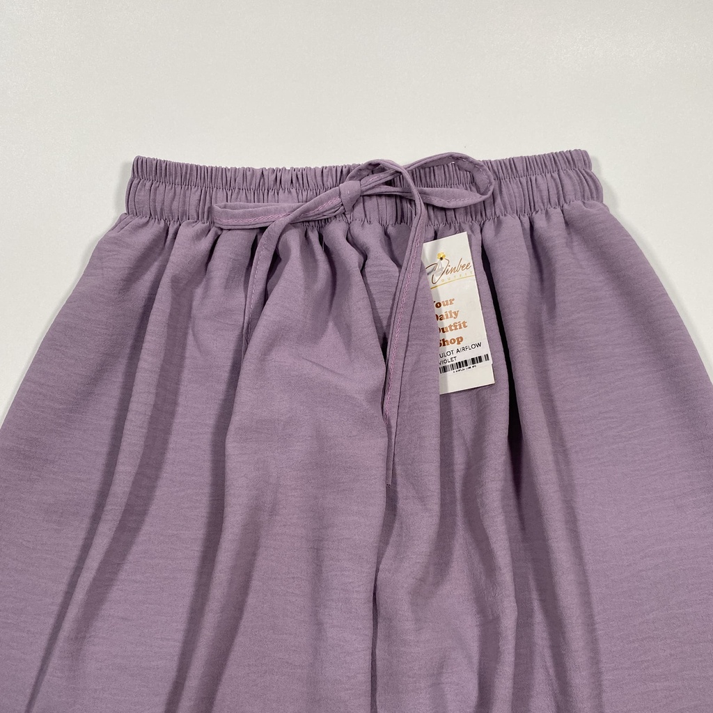 VIOLET HIGHWAIST LOOSE PANTS KULOT CRINCLE AIRFLOW-Violet