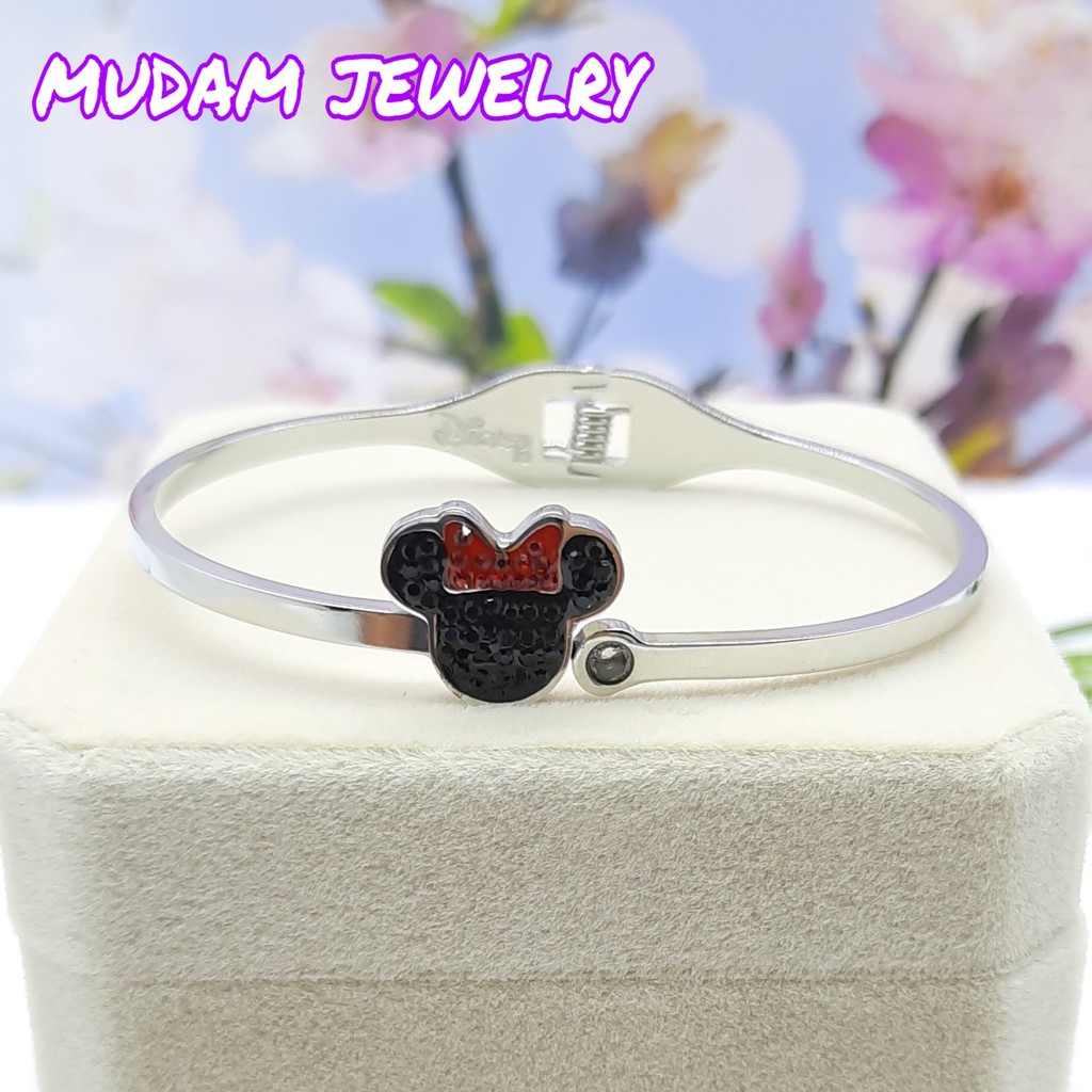 Gelang Titanium Desain Minnie Pita Merah