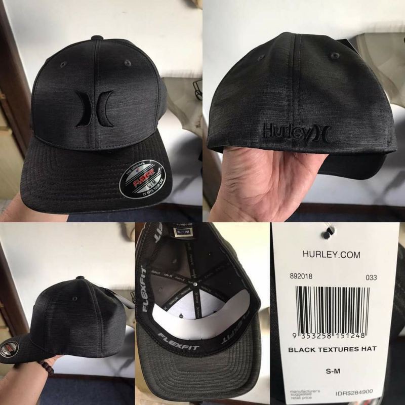 Topi Hurley Black Textures Flexfit Original