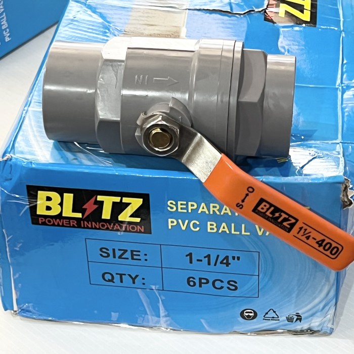 Stop Kran Keran Ball Valve PVC Tebal Gagang Besi Stainless BLITZ 885