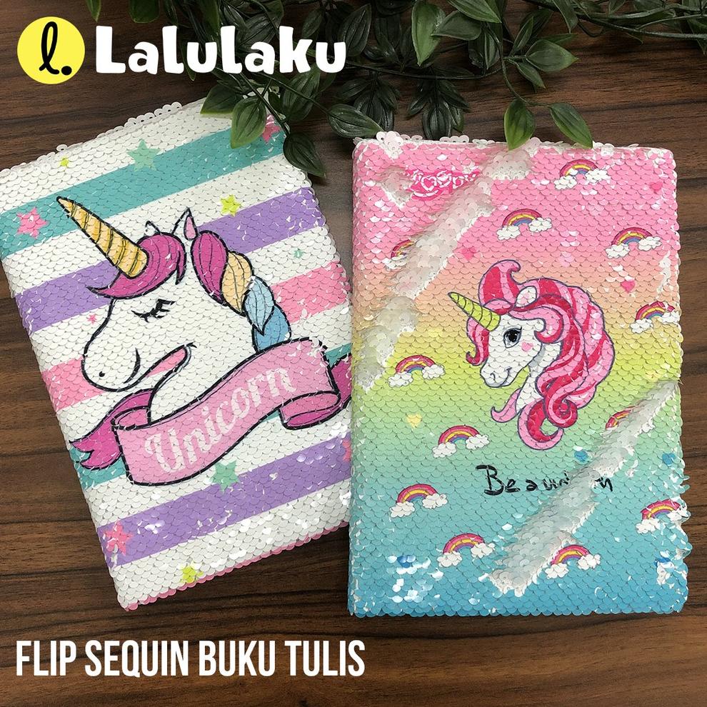 

[KODE 0Z9V9] Buku Agenda Diary FLIP SEQUIN UNICORN Smiggle kado ultah lucu unik imut