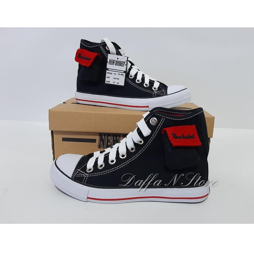 Sepatu Anak Sekolah SD SMP SMA New Basket - NB 335 HC (Kantong - Tinggi) Hitam (KODE Y7497)