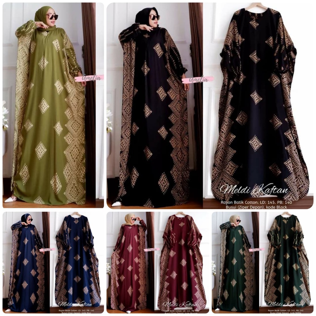 Gamis Rayon Jumbo Kaftan Terbaru - Meldi Kaftan By Batik AW Motif Kotak Size Jumbo Busui Resleting / Kaftan Wanita / Dress Kaftan