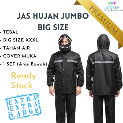JAS HUJAN JUMBO BIG SIZE XXL TEBAL PRIA DEWASA TOPI MURAH hoodie Set Premium tebal kuat Bahan PVC Nilon Interlining Fabric Raincoat Safety, Mantel Jas Hujan Dewasa Pria Man Tebal
