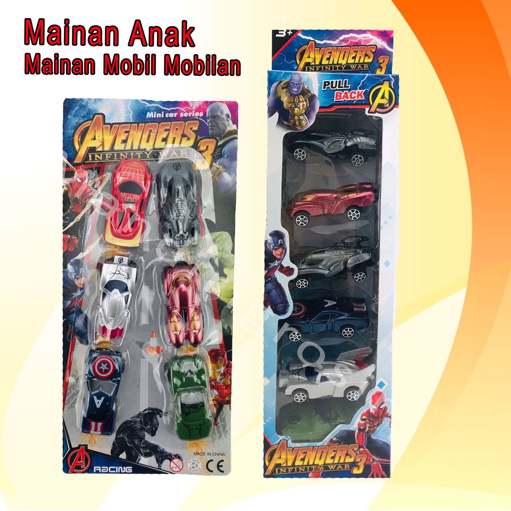 Mainan Mobil Mobilan * Mainan Anak * Avangers 3 Isi 6 Set