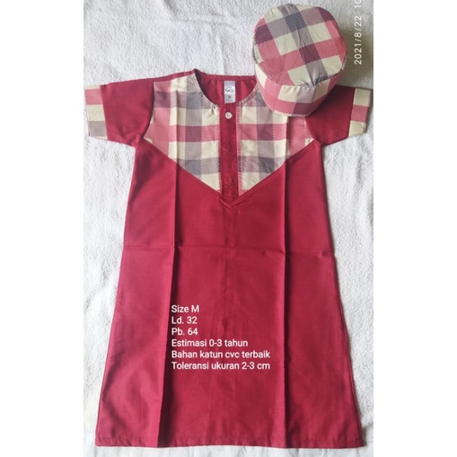 gamis gibran free peci m merah maroon