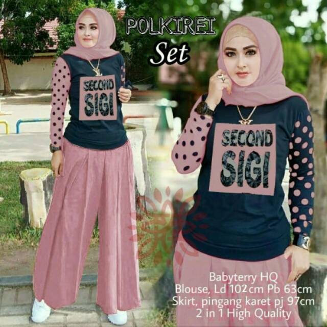 BAJU OLAHRAGA MUSLIMAH • SETELAN KULOT WANITA • BAJU OLAHRAGA WANITA MUSLIM POLKIREI SET POLKIREI