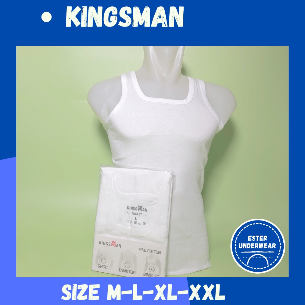 Kaos Singlet Pria Kingsman SKP Putih  Isi-1 Pcs bahan Fine Cotton