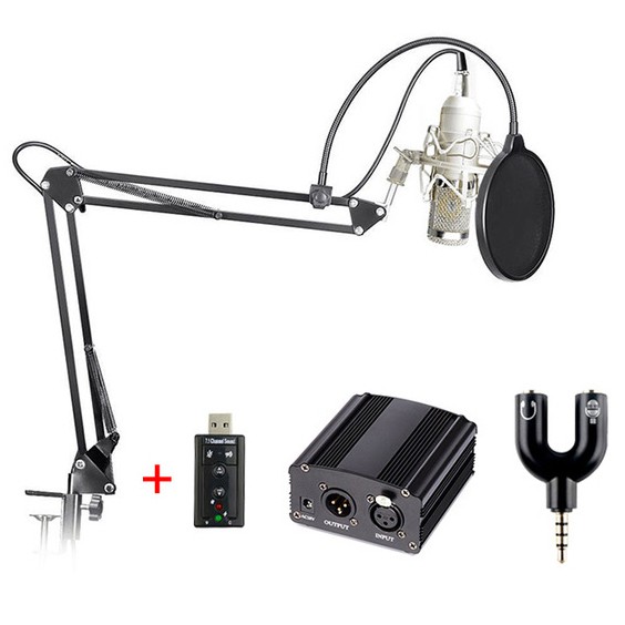 BM-800 Paket Smule Condenser Microphone OMSKD9BK  + Scissor Arm Stand + Phantom Power 48V + Sound C