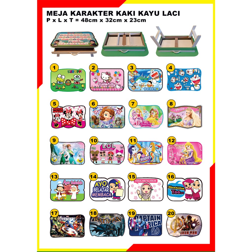 Meja Belajar Lipat dengan Laci