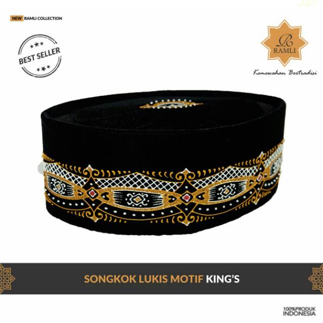 PECI KOPYAH SONGKOK HITAM MOTIF KING