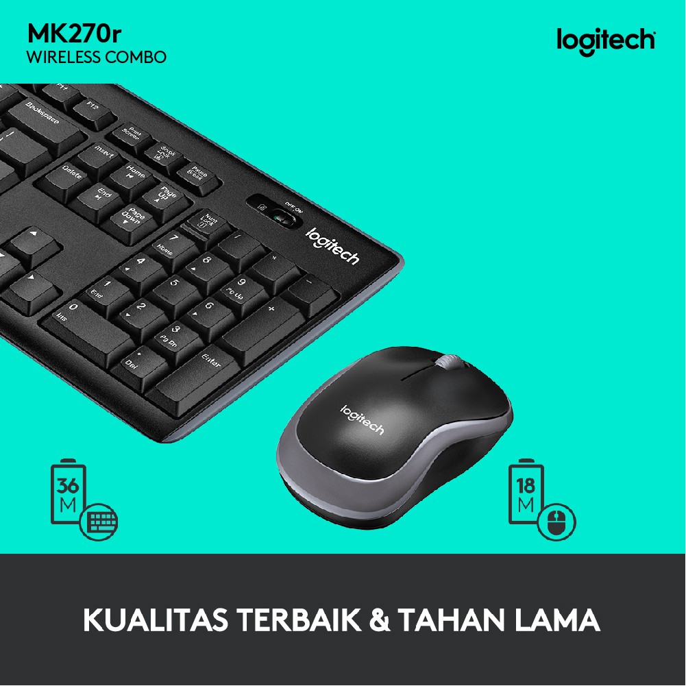 Logitech Keyboard + Mouse Wireless MK270r - Wireless Keyboard + Mouse MK 270r-3