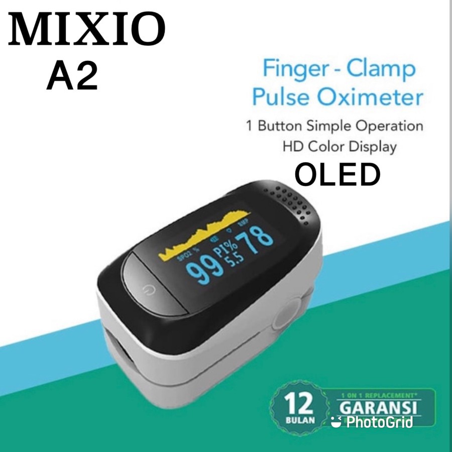 MIXIO A2 Fingertip Pulse Oximeter Sp02 Saturation Monitor HD OLED