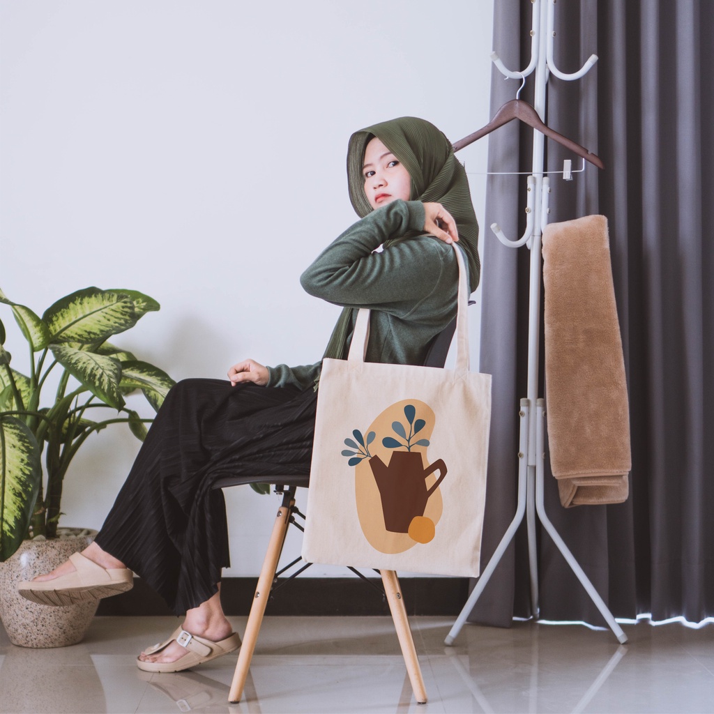 Sevine Tote Bag Kanvas Tas Fashion Totebag Wanita DTF Printing Nordic Aesthetic Series - KPA2