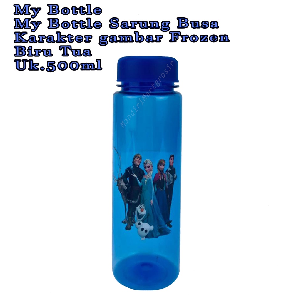 Botol Air * My Bottle Sarung Busa * botol minum * karakter gambar Frozen * Biru Tua * 500ml