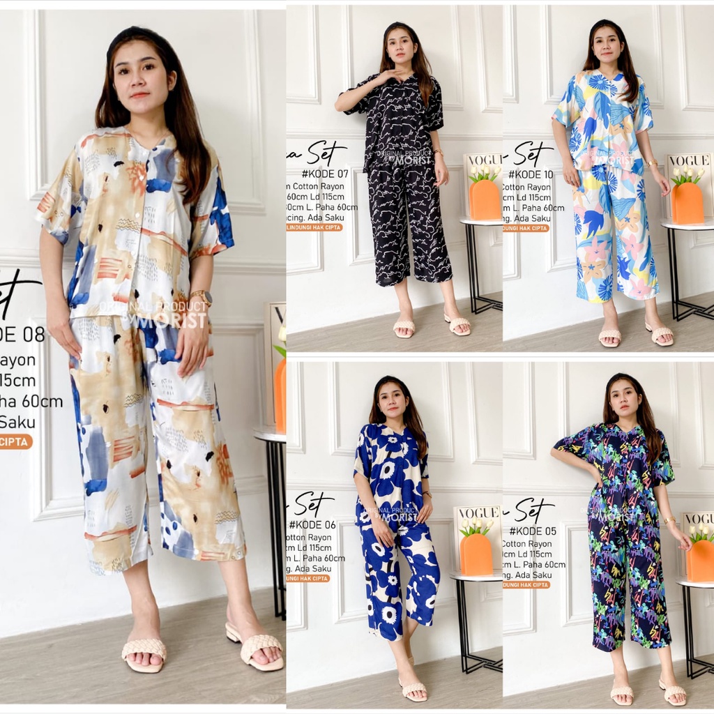 One set setelan rayon lengan pendek full kancing Original MORIST - Solea Set MORIST