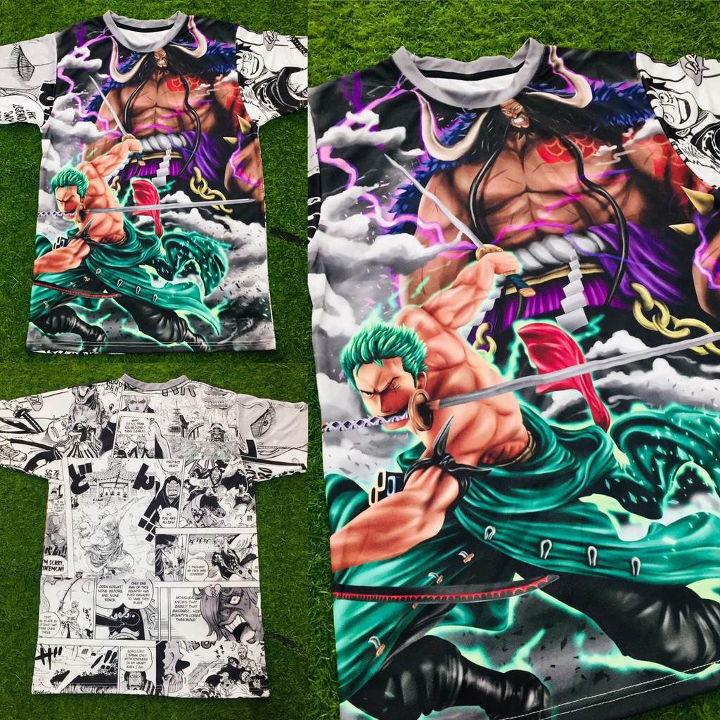 Tshirt Roronoa Zoro Onigashima Battle Anime Onepiece Manga Premium