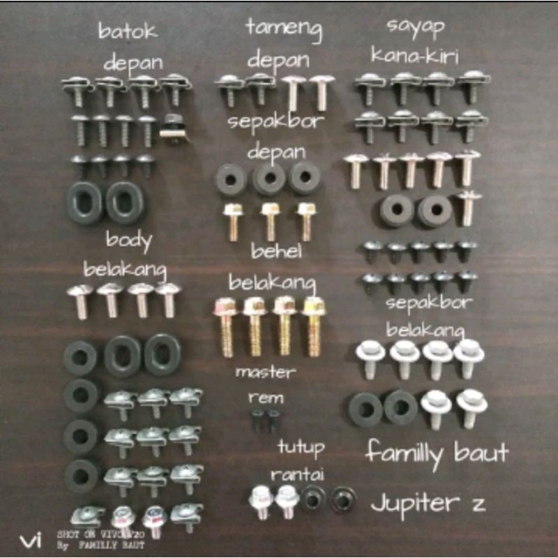 baut lengkap Jupiter z burhan.baut full set lengkap baut karet ring bos Jupiter z Burhan