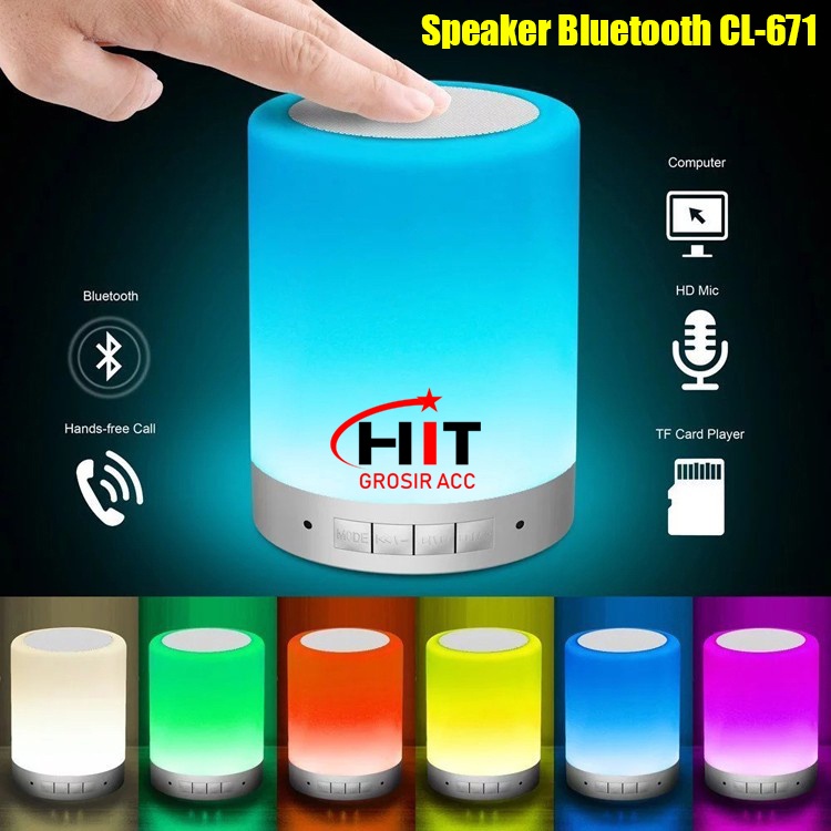 Speaker Bluetooth CL-671 Smart Touch RGB Nigh Light Lamp LED Disco