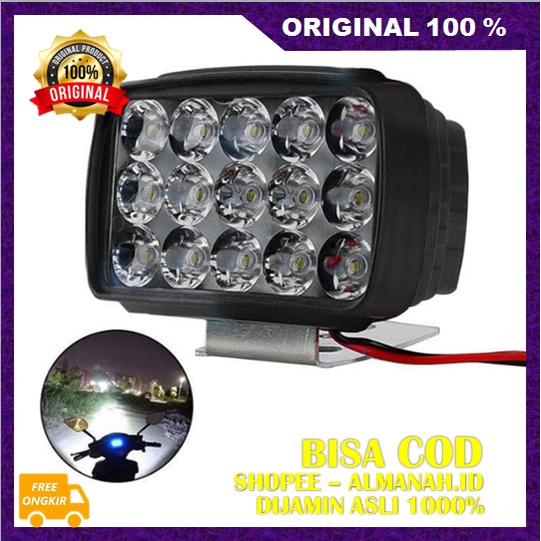 [BISA COD] BELI 1 GRATIS 1 Lampu Sorot 15 LED White Light Lampu Sorot Motor Mobil ASLI