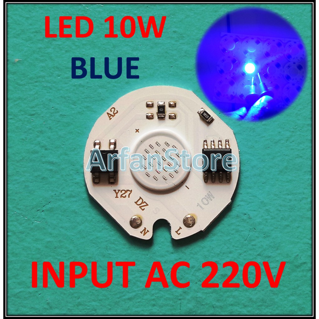 HPL 10W Blue Input AC 220V 230V High Power LED Biru Tanpa Driver