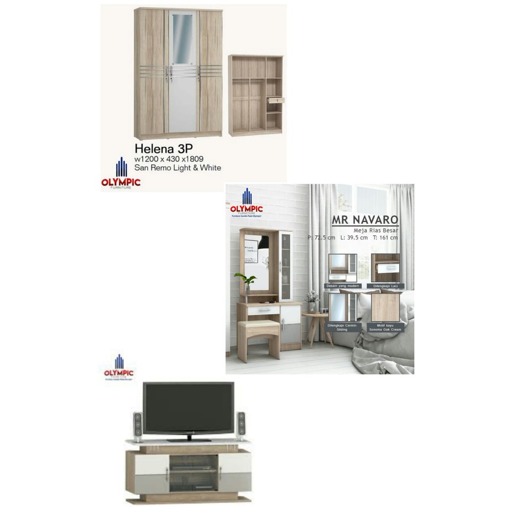 SET LEMARI PAKAIAN HELENA 3P + MR NAVARO + AVR NAVARO (DROP)