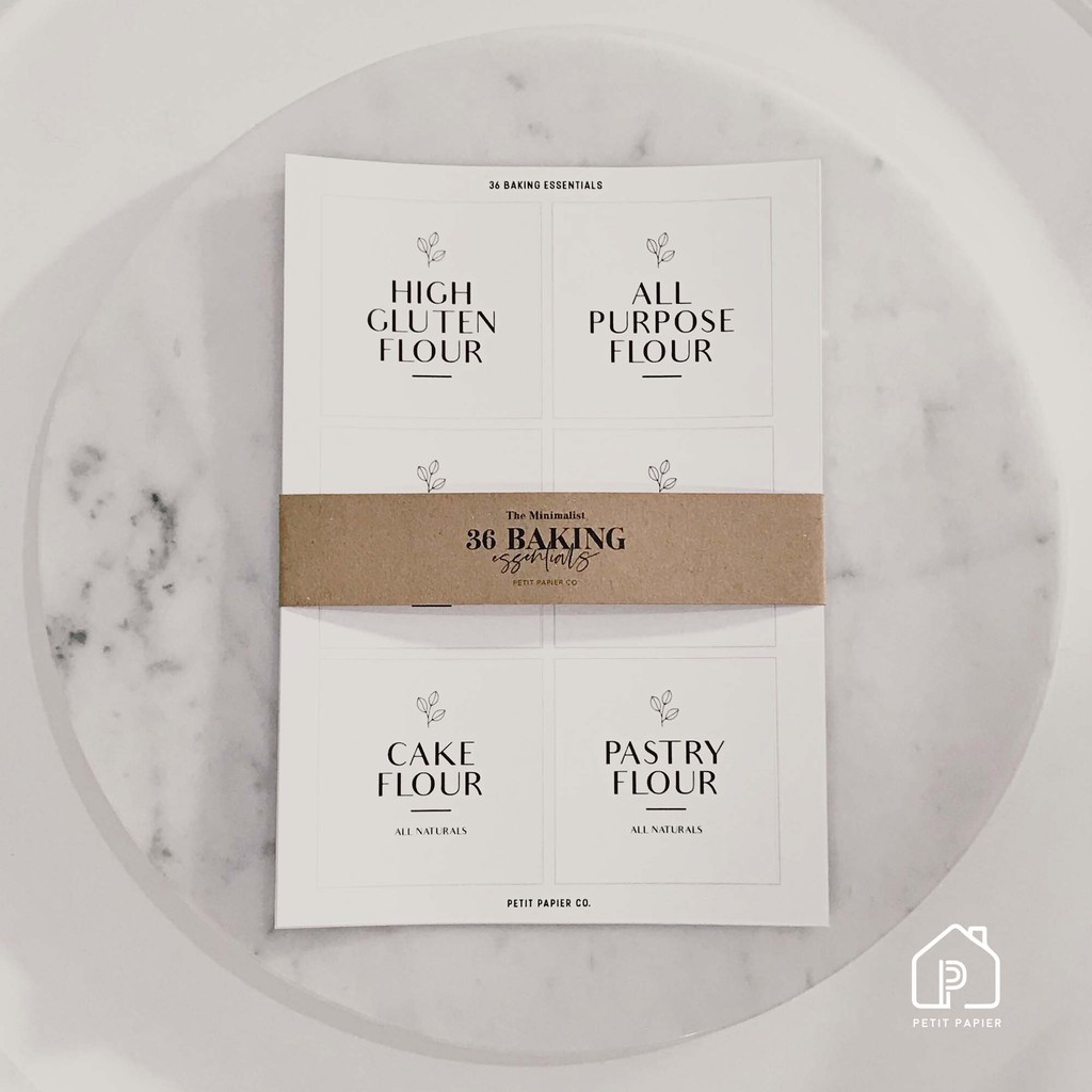 

PAPIER HOME 36pcs Baking Essential Kitchen Label Aesthetic - Sticker Label Dapur Pantry (Bahasa English)