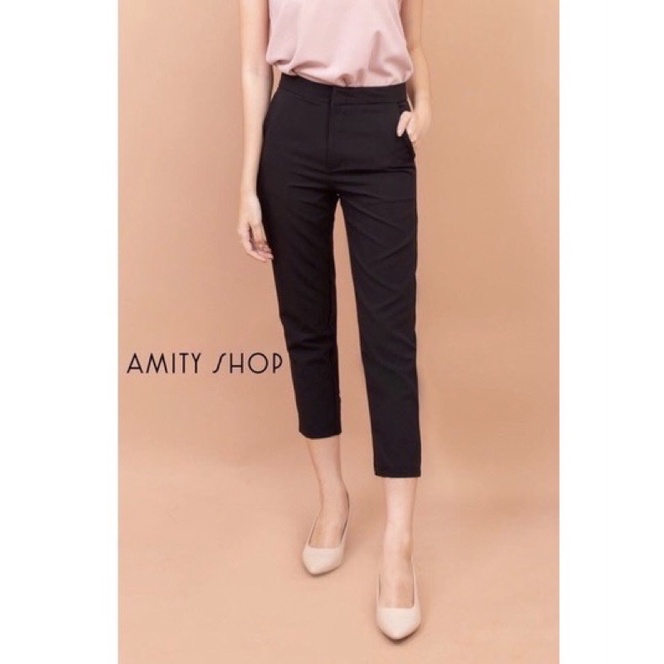 Celana Amity Hightwaist 7/8 Celana Bahan Bangkok Zipper Depan/Celana Bangkok Highwaist (CLAMY005)