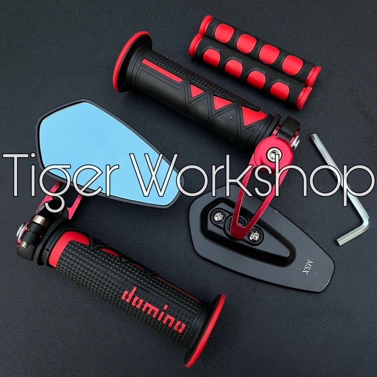 Spion Jalu Oval Plus Handgrip Shark Dan Karet Handle Rem Universal Semua Motor