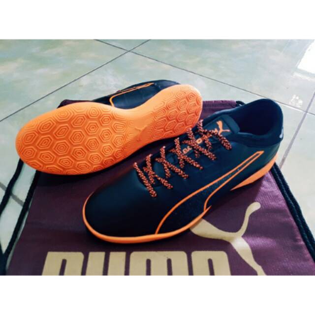 Sepatu Futsal Puma EvoTouch IC - Black Orange