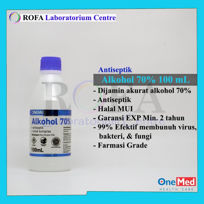 ALKOHOL 70% / ALKOHOL ANTISEPTIK / ALKOHOL UNTUK LUKA 100 ML ORIGINAL LABORATORIUM