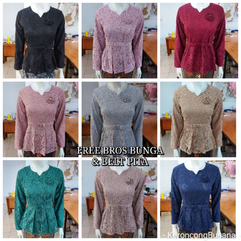 (Br18Pj) Blus atasan BROKAT GLITTER lengan panjang KeroncongBusana