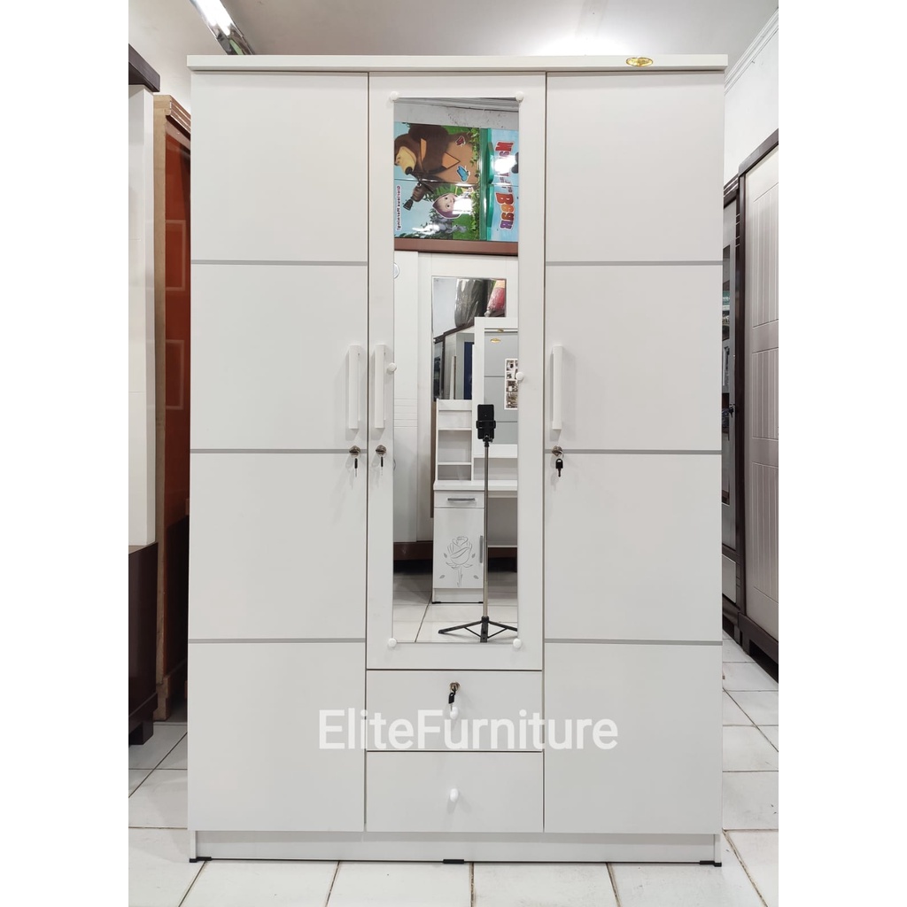 Lemari Pakaian 3pintu Lemari pakaian 3 pintu putih Lemari baju 3 pintu putih